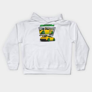 car 911 gt3 rs racing edition detail yellow green Kids Hoodie